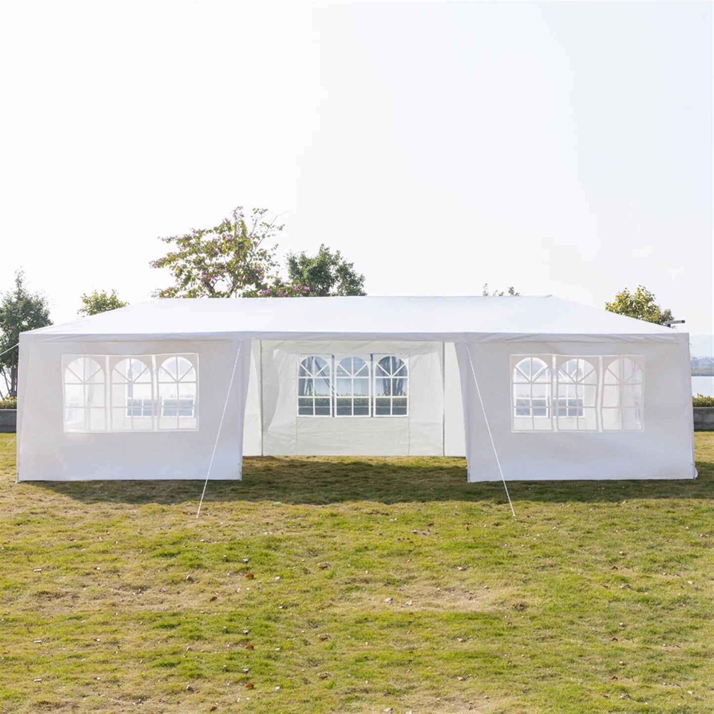 Outdoor Party Tent with 7 Side Walls, 10' X 30' White Patio Gazebo Canopy Tent for Outside, Sunshade Shelter Folding Gazebo Canopy Tent, Waterproof Outdoor Gazebo Tent for Backyard Wedding
