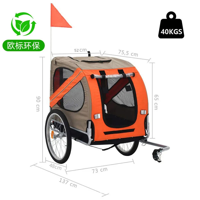 Metal Pet Bike Trailer Outdoor Cycling Cat Dog Stroller Multifunctional Travel Cargo Carrier