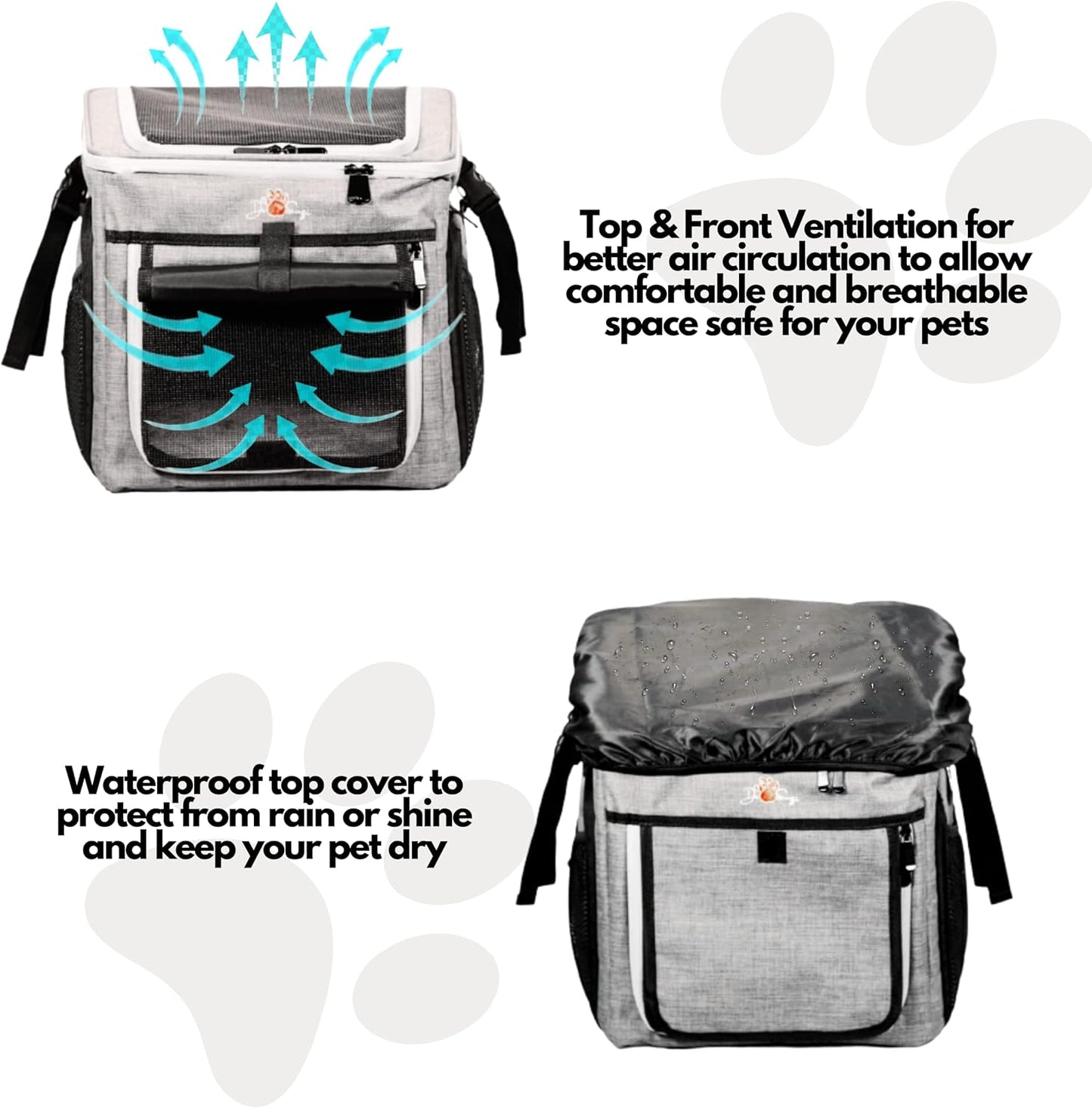 Cat Carrier, Dog Basket for Bike, Cat Backpack & Dog Bike Basket, Expandable Soft-Sided Pet Carrier with Multi-Pockets, Convertible to Pet Car Seat for Small Dog Cat Puppies