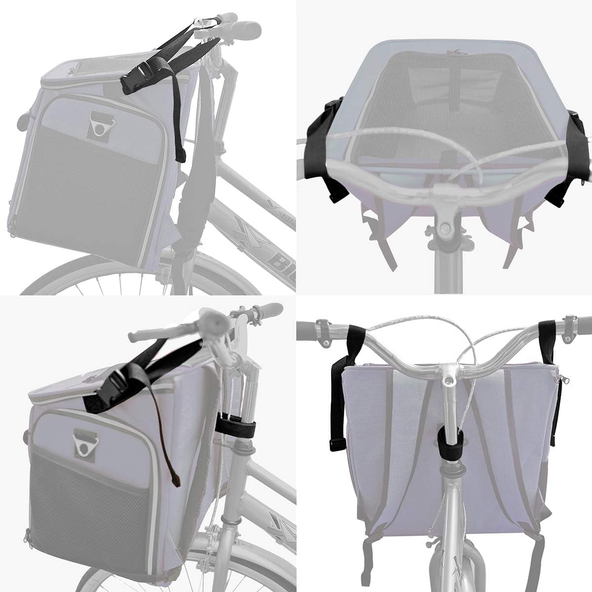 Dog Bike Basket Carrier, Expandable Foldable Soft-Sided Dog Carrier, 2 Open Doors, 5 Reflective Tapes, Pet Travel Bag,Dog Backpack Carrier Safe and Easy for Small Medium Cats and Dogs(Blue)