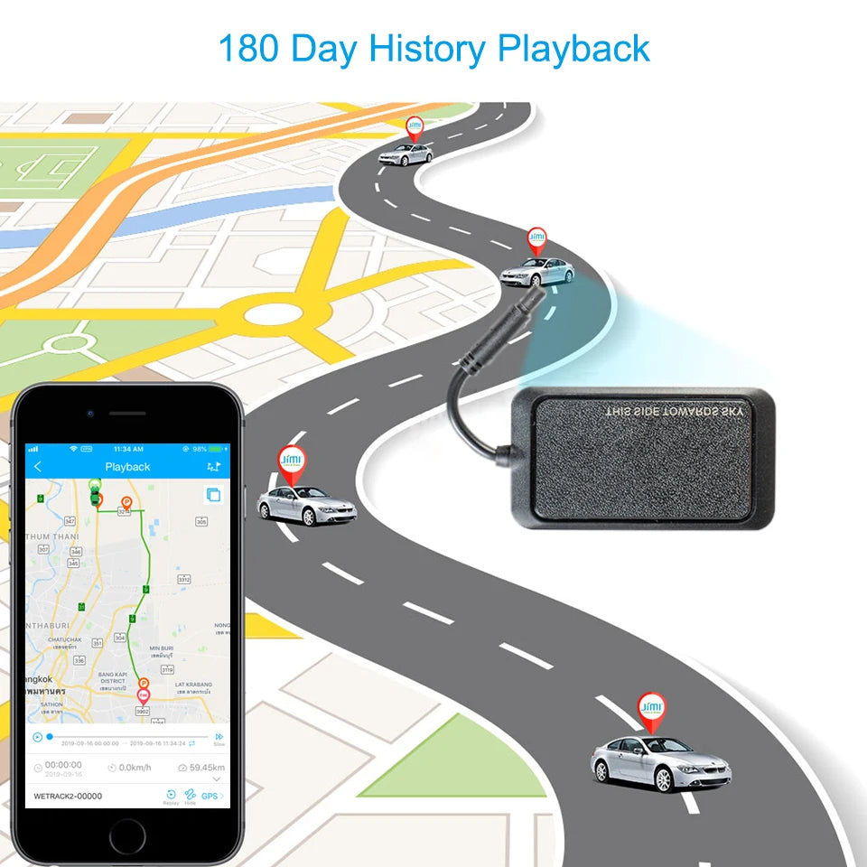 Wetrack2 Moto Car GPS Tracker with Battery IP65 Waterproof Multiple Alarms Real-Time Tracking Remote Cut-Off via Web APP
