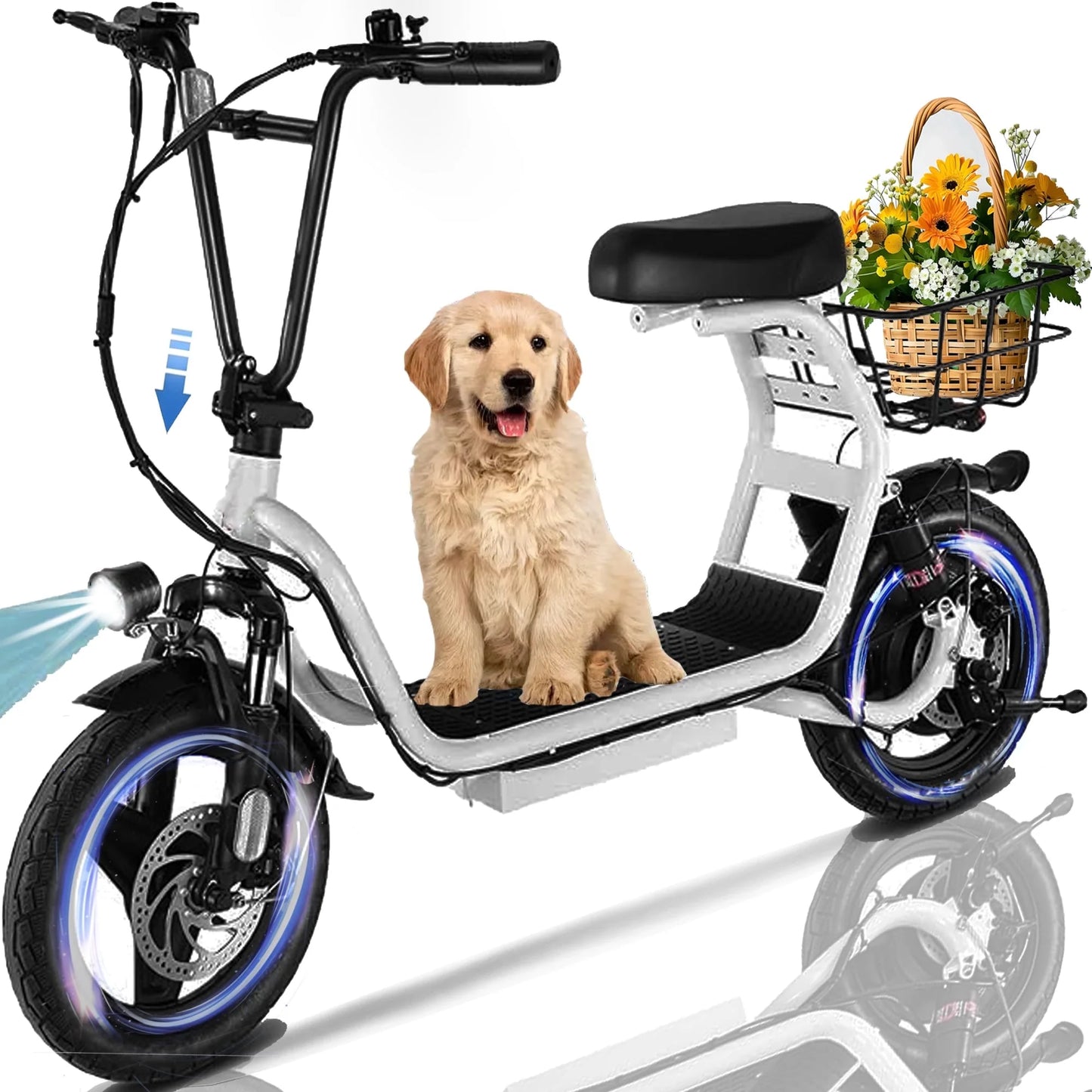 Peak 819W Electric Scooters for Adults, 25 Miles Range, 20MPH Top Speed, Foldable Electric Scooter with Seat, Dual Shock Absorbing Electric Bike for Commuting