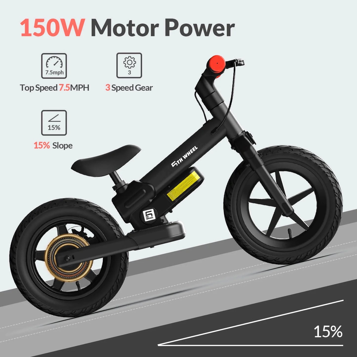 K9 Electric Bike for Kids, 150W Electric Balance Bike Ages 3-8 Years Old, 12" Pneumatic Tire with Dual Brake, 3 Speed Modes Kid Electric Motorcycle