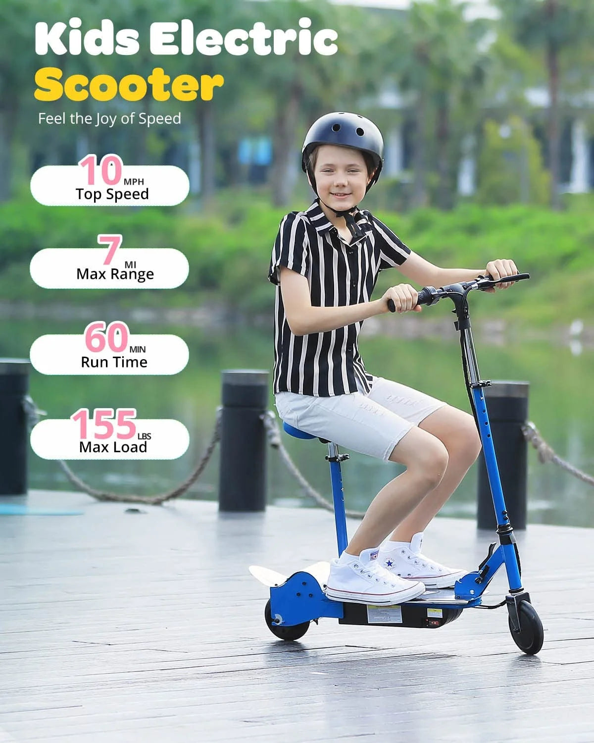 Electric Scooter with Seat for Kids Ages 6-12, 60 Mins Long Battery Life, Removable Seat 2 Riding Styles, 155Lbs Max Load, Pink