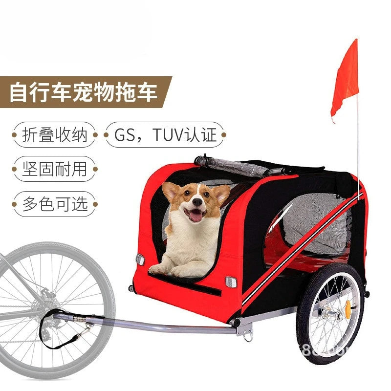 Metal Pet Bike Trailer Outdoor Cycling Cat Dog Stroller Multifunctional Travel Cargo Carrier