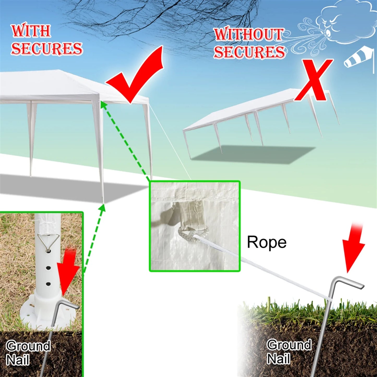 Outdoor Party Tent with 7 Side Walls, 10' X 30' White Patio Gazebo Canopy Tent for Outside, Sunshade Shelter Folding Gazebo Canopy Tent, Waterproof Outdoor Gazebo Tent for Backyard Wedding