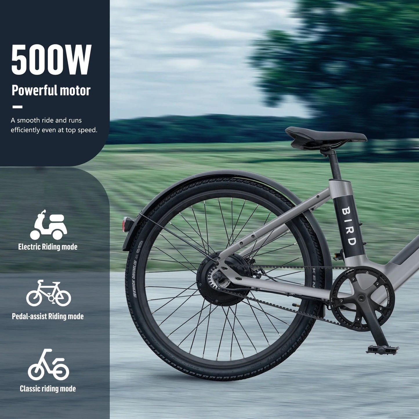 500W 26" Electric City Bike for Adults Mountain Eelectric Bicycle with 36V 460WH Removable Battery - LCD Display, Disc Brake, Speed Sensor, Belt Drive, Waterproof Commute Ebikes