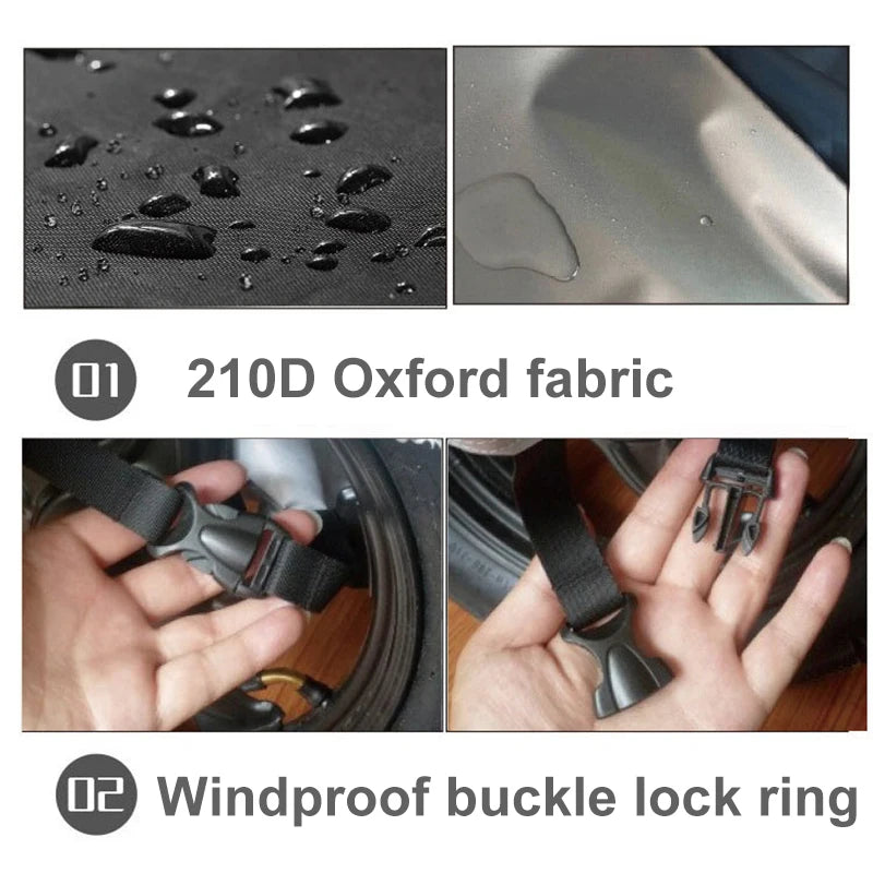 M-4XL190T Motorcycle Cover Universal Outdoor Uv Protector All Season Waterproof Bike Rain Dustproof 210D Motor Scooter Cover