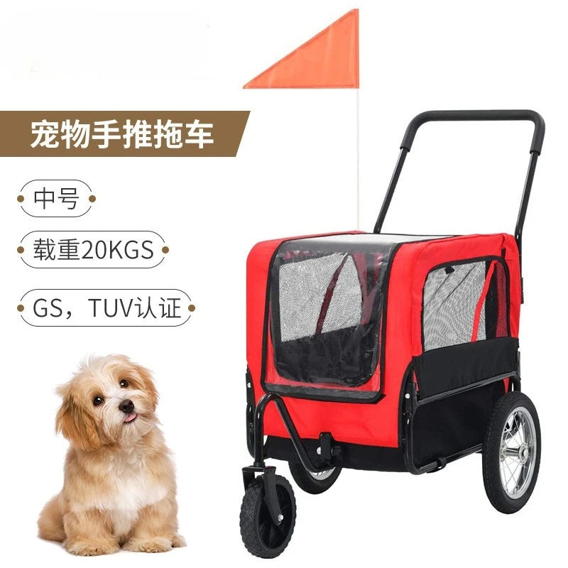 Metal Pet Bike Trailer Outdoor Cycling Cat Dog Stroller Multifunctional Travel Cargo Carrier