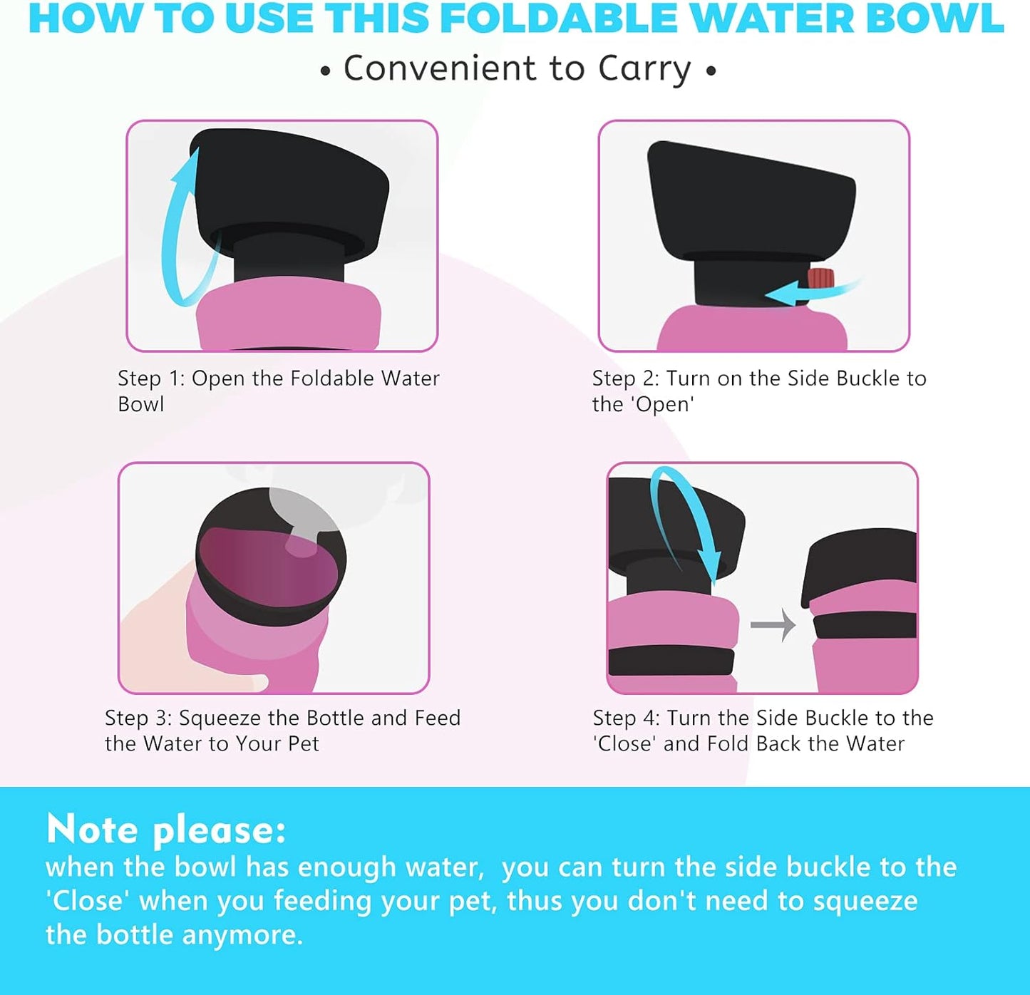 Dog Water Bottle 21Oz with Collapsible Dog Travel Bowls, Squeeze Pet Water Bottles for Dogs, Portable Lightweight Leak-Proof Dog Water Bowl Dispenser for Outdoor Walking
