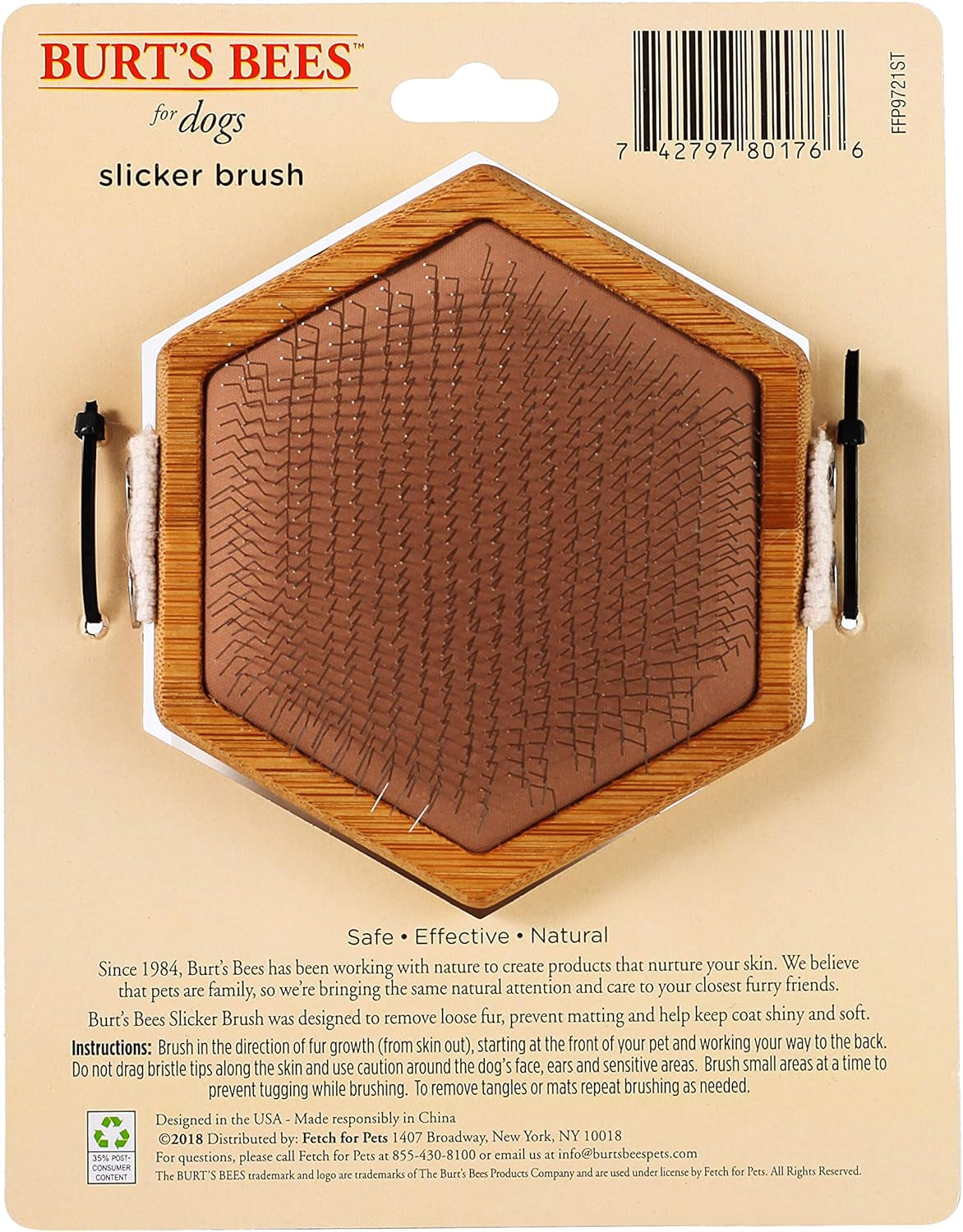 Palm Slicker Brush - Recycled Bamboo Dog and Puppy Grooming Tool, Pet Hair Brush and Comb