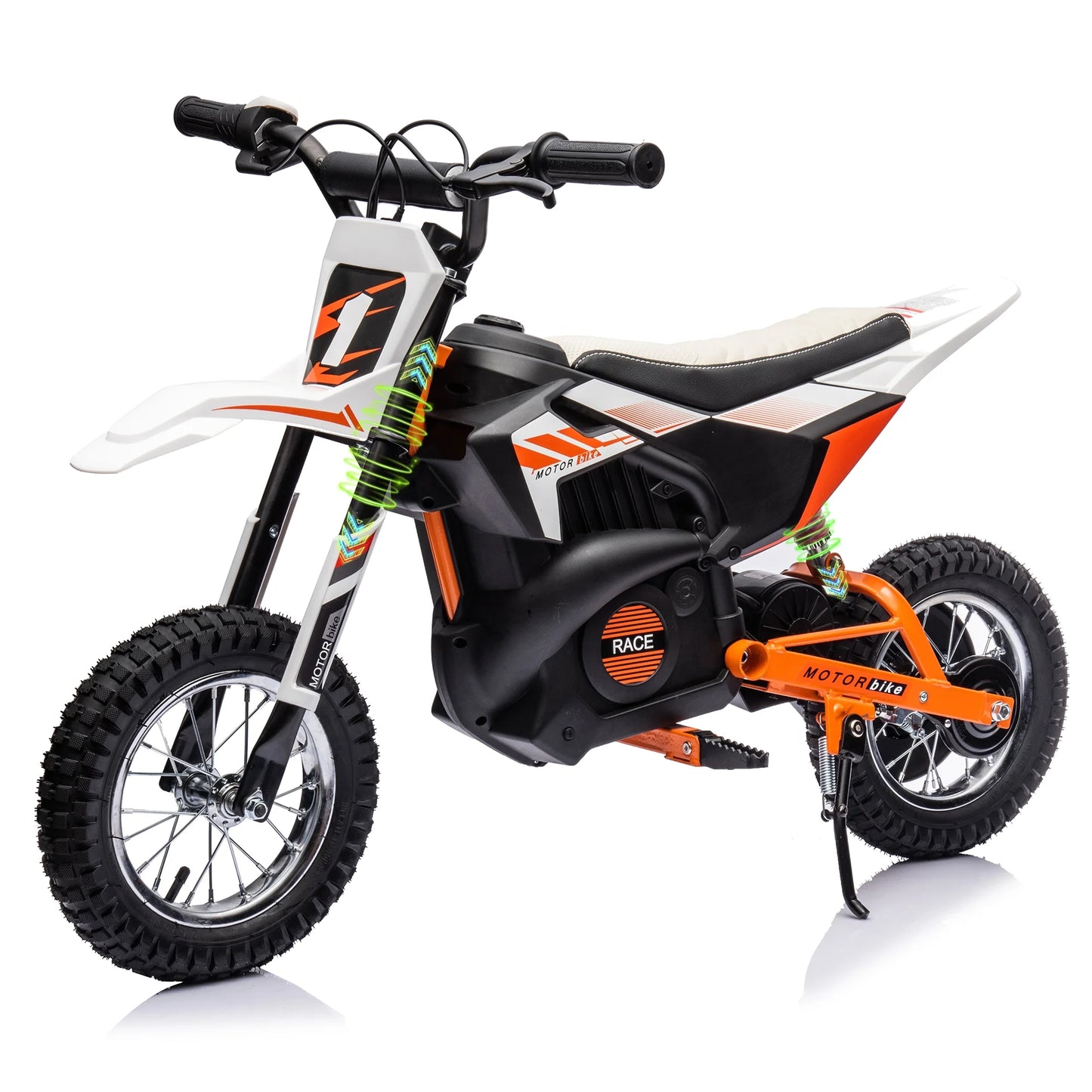 24V Powered Electric Dirt Bike for Kids, Kids Electric Motorcycle with 250W Motor, Ride on Dirt Motorcycle Toy with Rear Wheel Suspension, Kids Electric Bike for Boys Girls, White