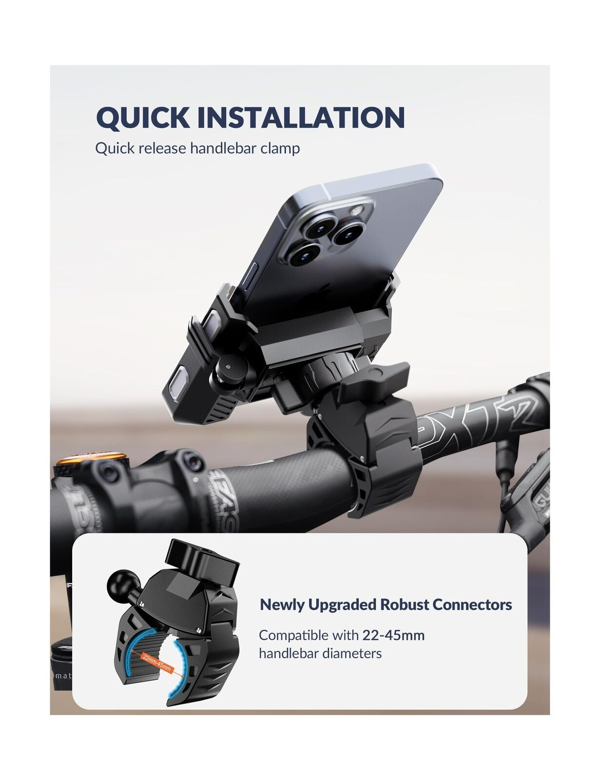 Bike Phone Mount for Electric, Mountain, Scooter, and Dirt Bikes [Camera Frie...