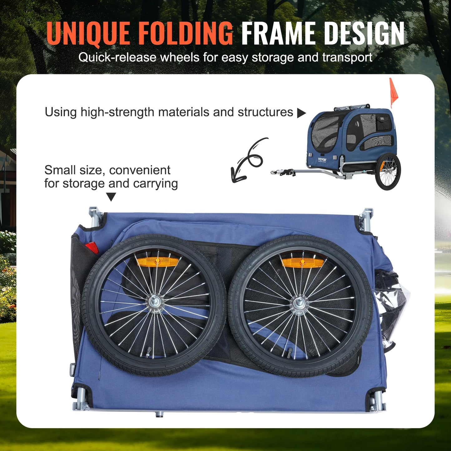 Succebuy 100Lbs Pet Cart Bicycle Carrier Dog Bike Trailer with Coupler, Reflectors, Flag, Collapsible to Store for Dogs Travel