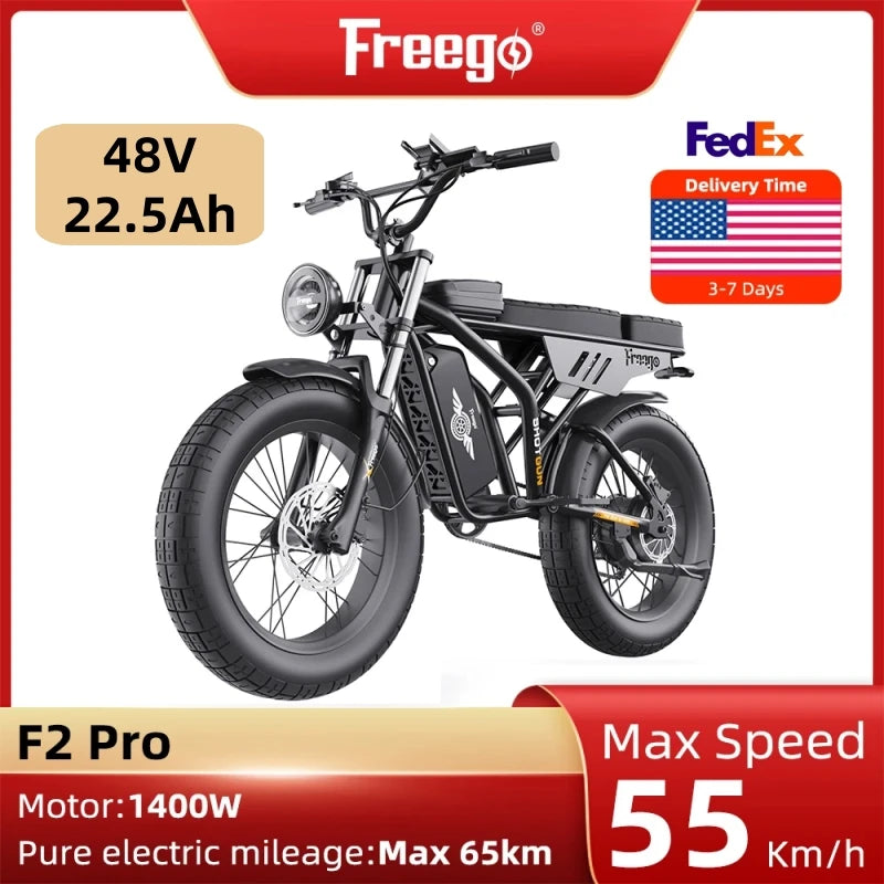 Electric Bike F2 Pro 1400W Fat Tire Adult E Bikes 48V 22.5Ah Electric Motorcycles Both Urban Commuting and Off-Road Use