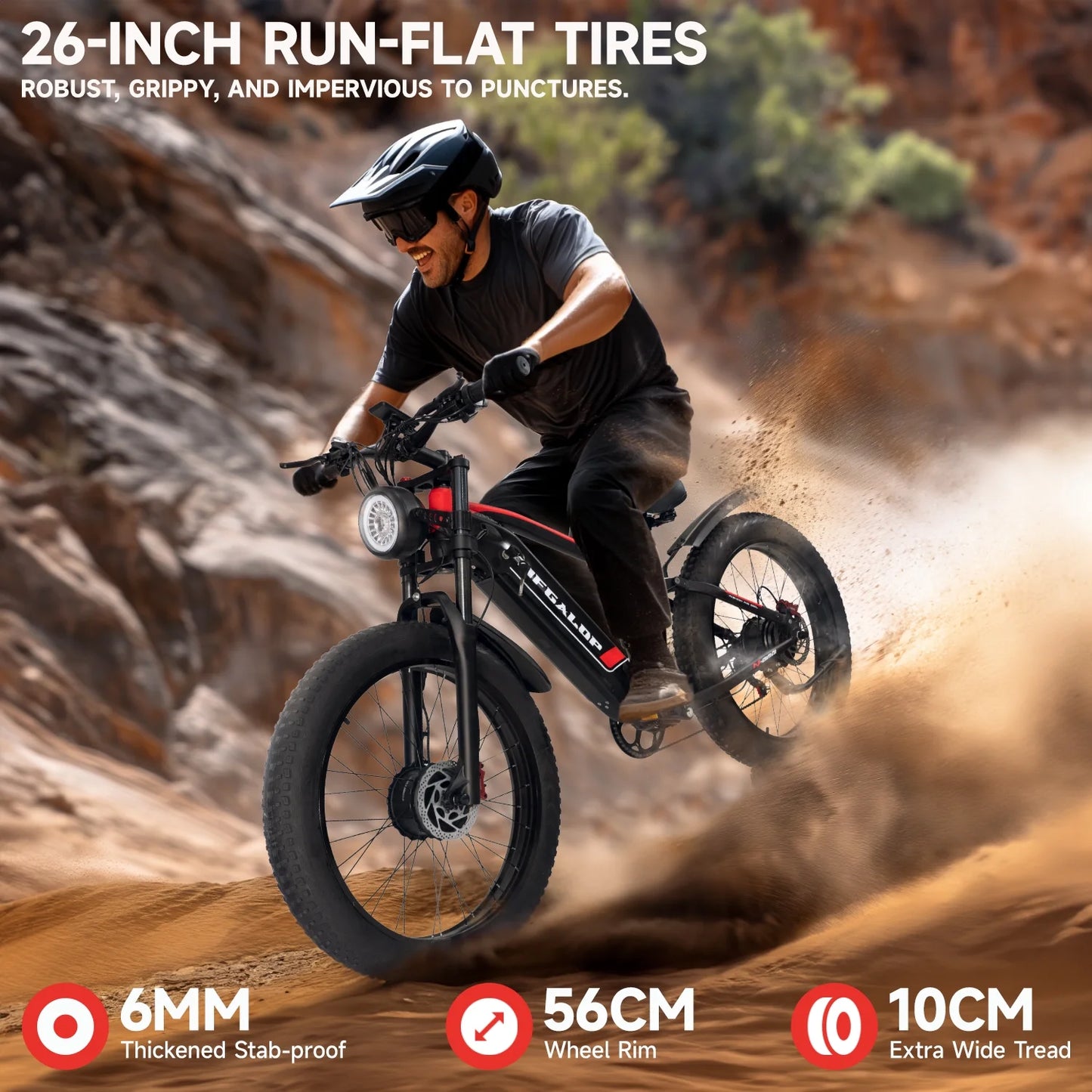 Adult Electric Bike, Dual Motor, 52V 22Ah UL2849 Removable Lithium Battery 26 Inch Fat Tire Off-Road Electric Mountain Bike, 7 Speeds