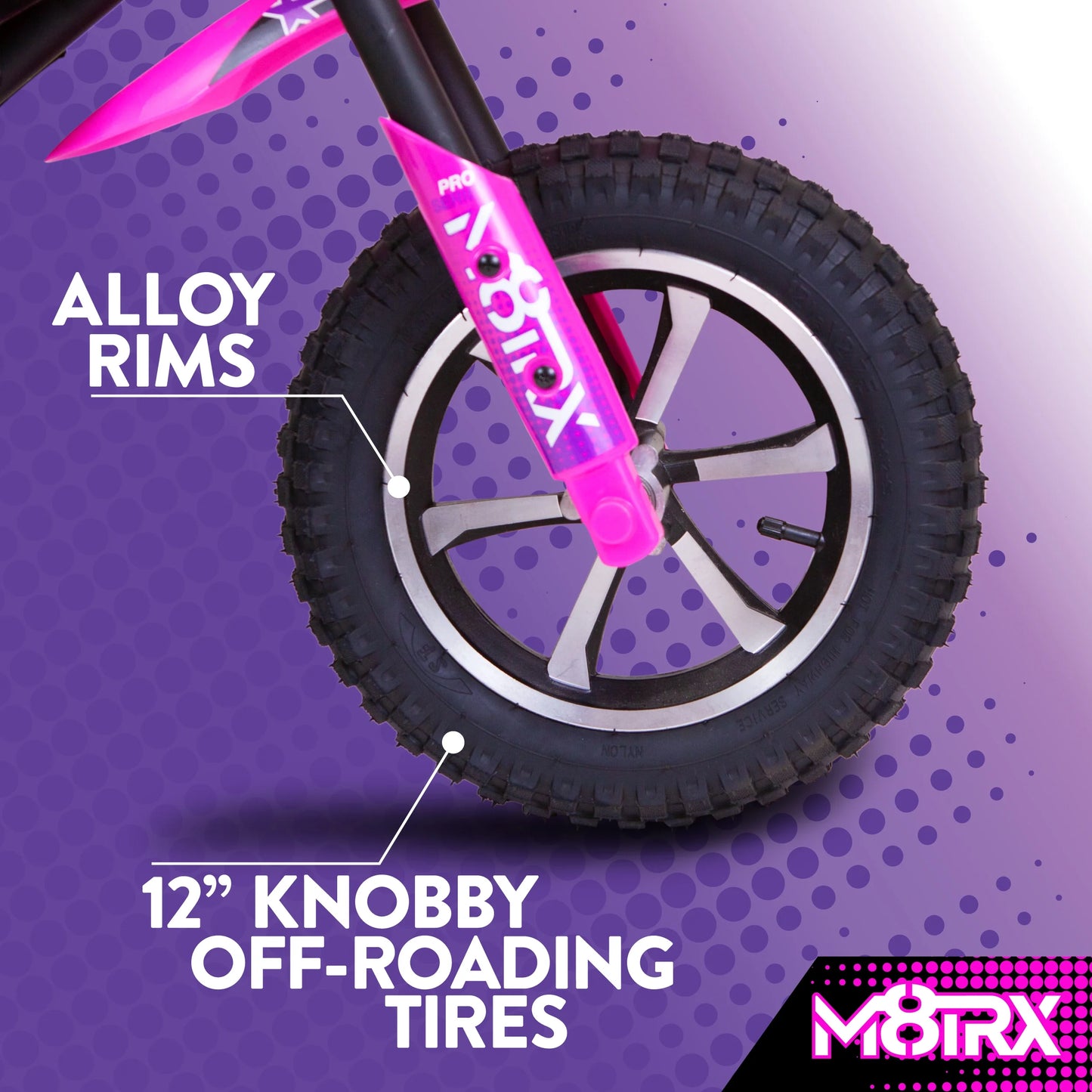 M8TRX Pink 24V Electric Dirt Bike, Ride on Toy Motorcycle for Kids and Teens