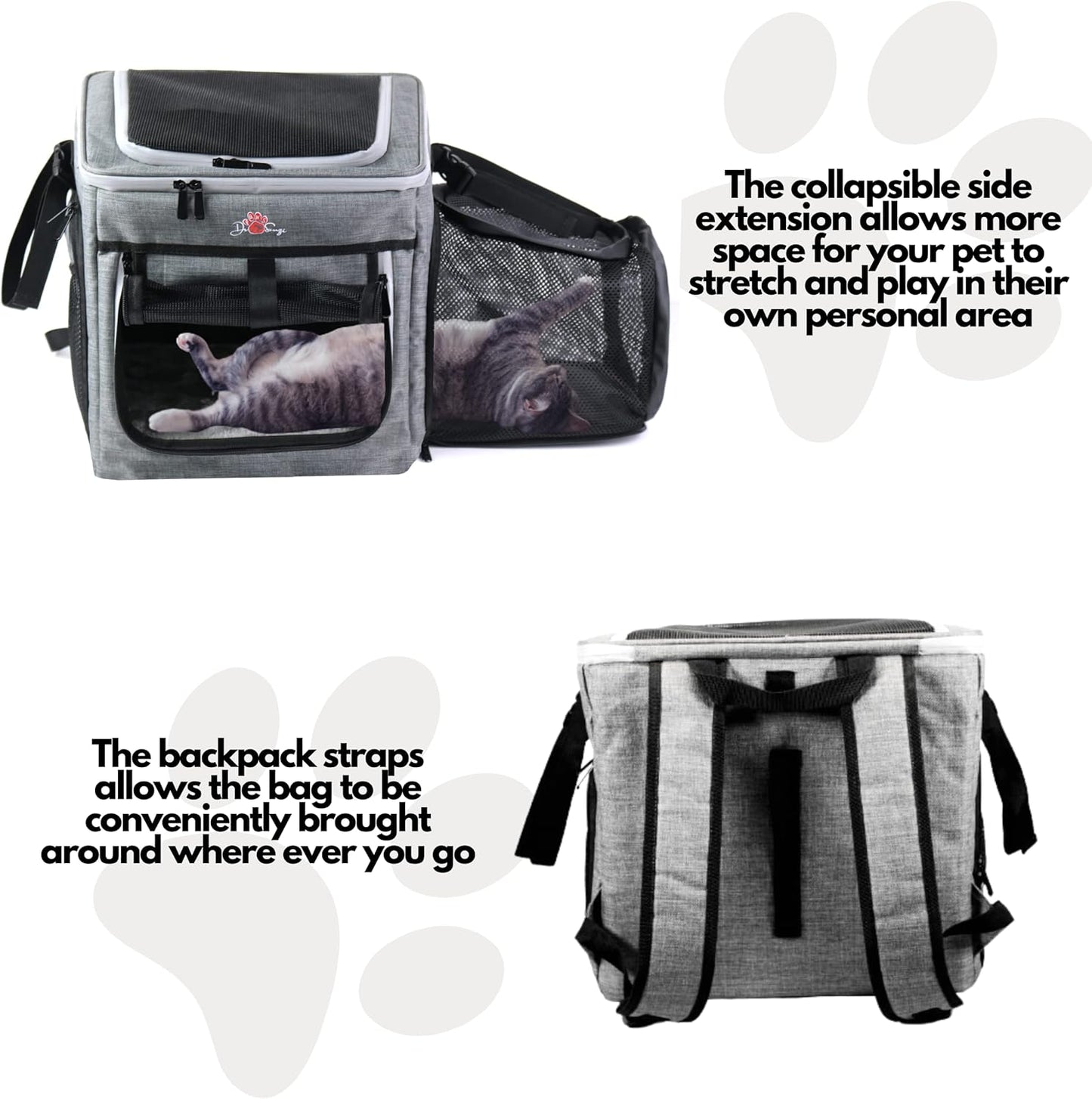 Cat Carrier, Dog Basket for Bike, Cat Backpack & Dog Bike Basket, Expandable Soft-Sided Pet Carrier with Multi-Pockets, Convertible to Pet Car Seat for Small Dog Cat Puppies