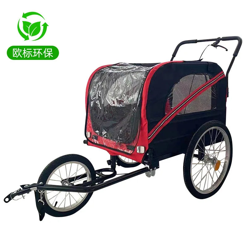 Metal Pet Bike Trailer Outdoor Cycling Cat Dog Stroller Multifunctional Travel Cargo Carrier