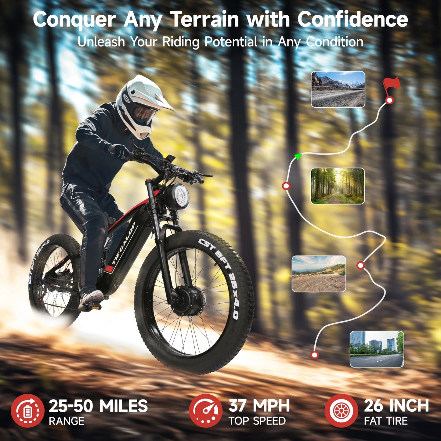 Adult Electric Bike, Dual Motor, 52V 22Ah UL2849 Removable Lithium Battery 26 Inch Fat Tire Off-Road Electric Mountain Bike, 7 Speeds