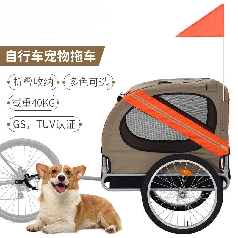 Metal Pet Bike Trailer Outdoor Cycling Cat Dog Stroller Multifunctional Travel Cargo Carrier