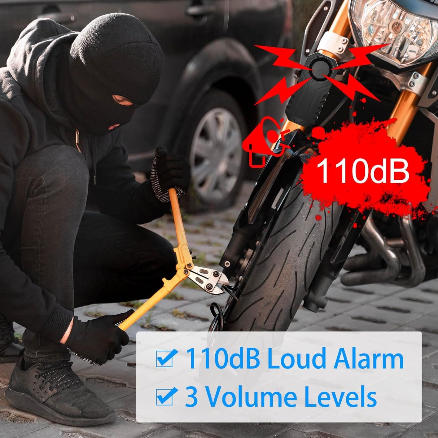 3Set Vibration Sensing Bike Alarm with Remote, 113Db Loud Bicycle Alarm System anti Theft, Wireless Motorcycle Alarm for Electric Bike Tricycle Mobility Scooter Vehicles Ebike for Cycling Security