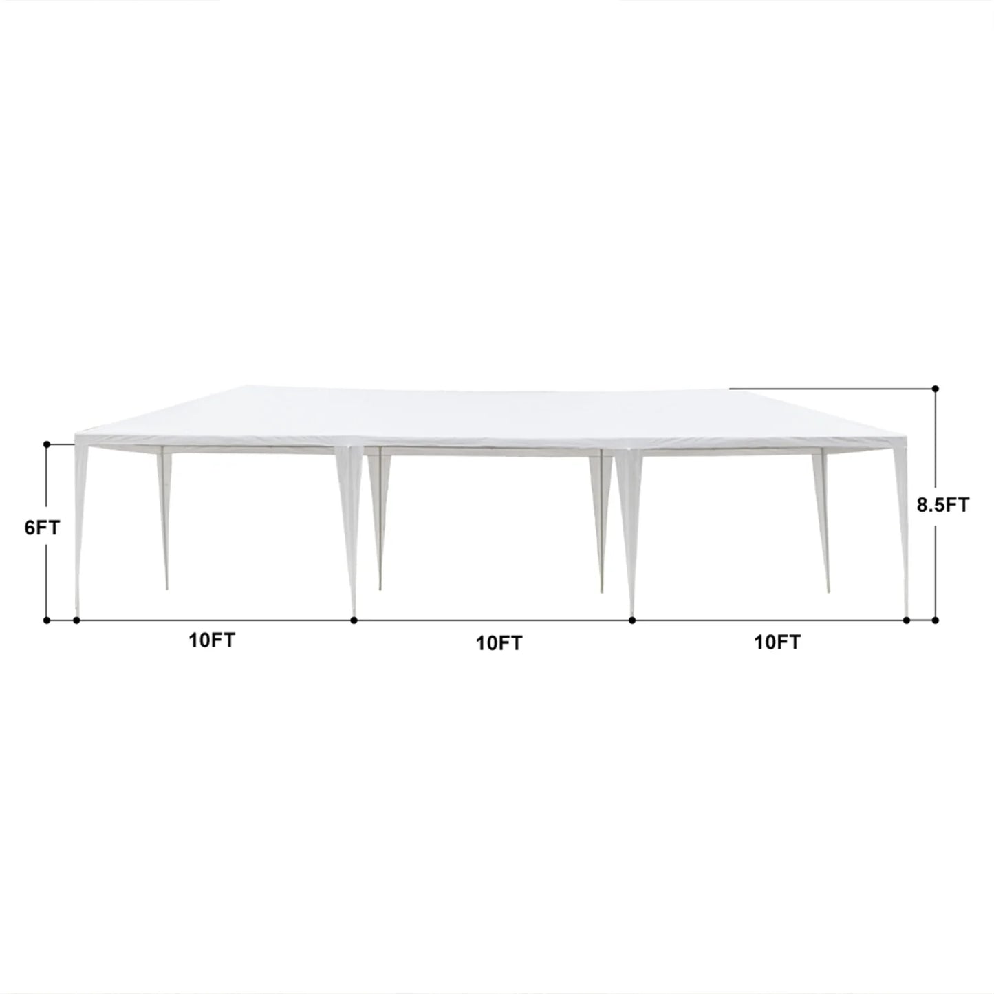 Outdoor Party Tent with 7 Side Walls, 10' X 30' White Patio Gazebo Canopy Tent for Outside, Sunshade Shelter Folding Gazebo Canopy Tent, Waterproof Outdoor Gazebo Tent for Backyard Wedding