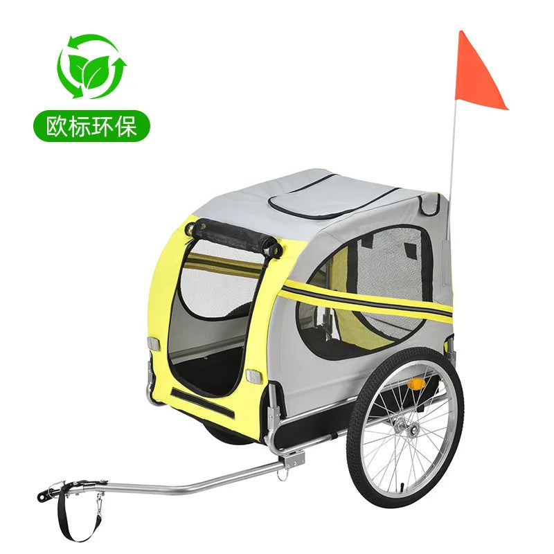 Metal Pet Bike Trailer Outdoor Cycling Cat Dog Stroller Multifunctional Travel Cargo Carrier