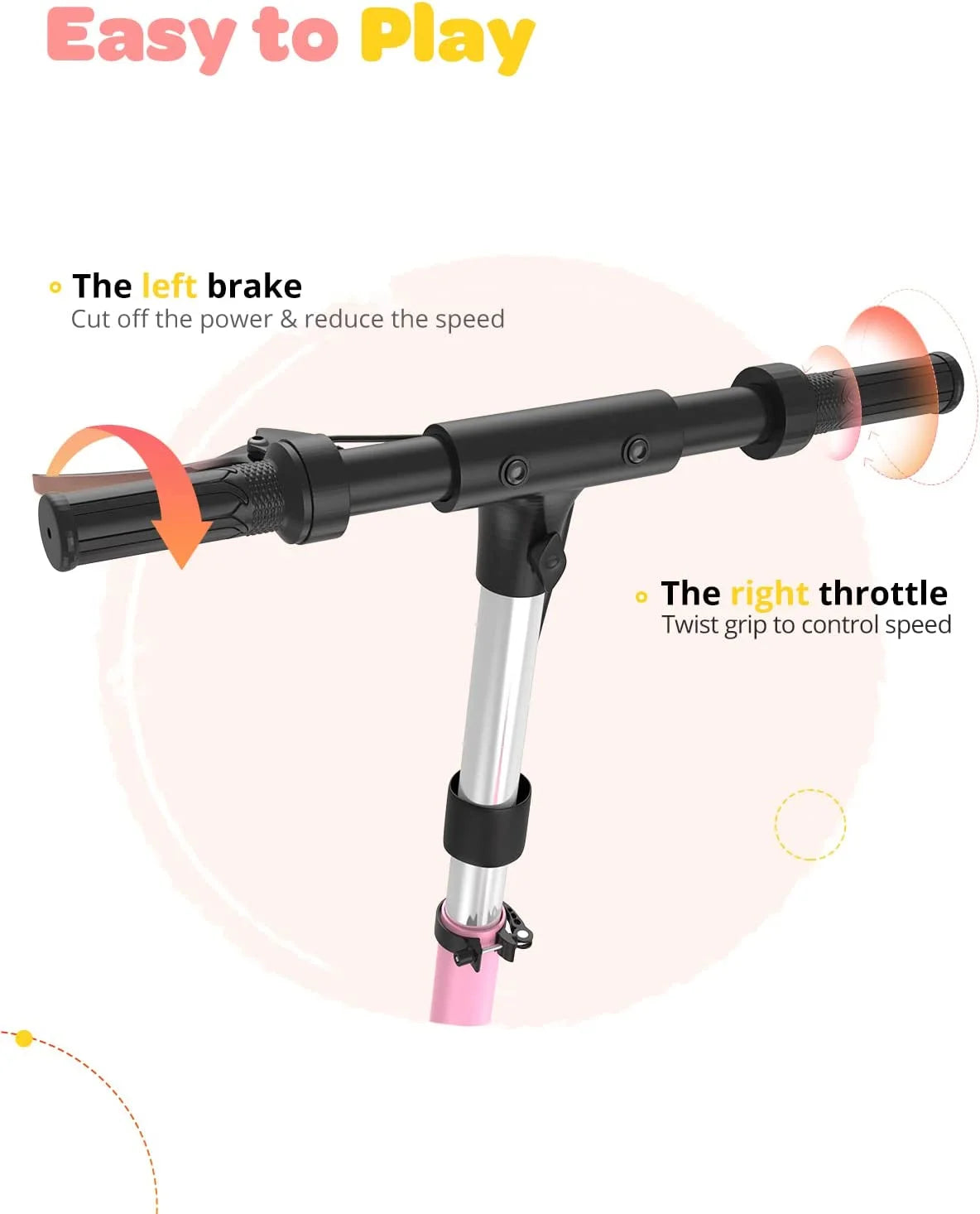 Electric Scooter with Seat for Kids Ages 6-12, 60 Mins Long Battery Life, Removable Seat 2 Riding Styles, 155Lbs Max Load, Pink