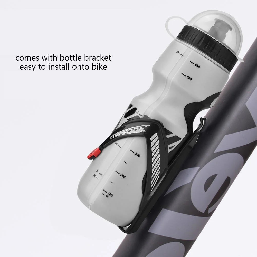 YLSHRF Water Bottle Bike Cage,650Ml Water Bottle with Bicycle Holder Cage Bracket for Cycling Mountain Bikes ,Water Bottle