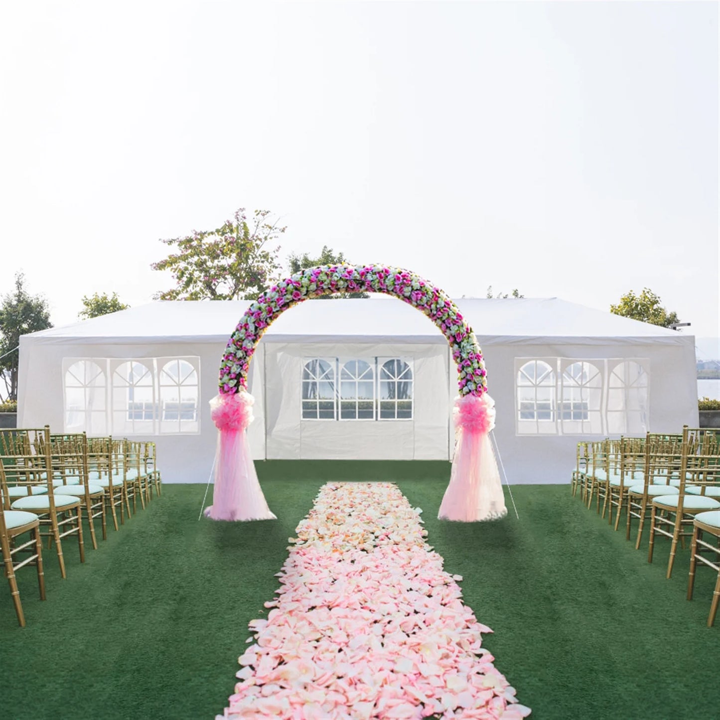 Outdoor Party Tent with 7 Side Walls, 10' X 30' White Patio Gazebo Canopy Tent for Outside, Sunshade Shelter Folding Gazebo Canopy Tent, Waterproof Outdoor Gazebo Tent for Backyard Wedding