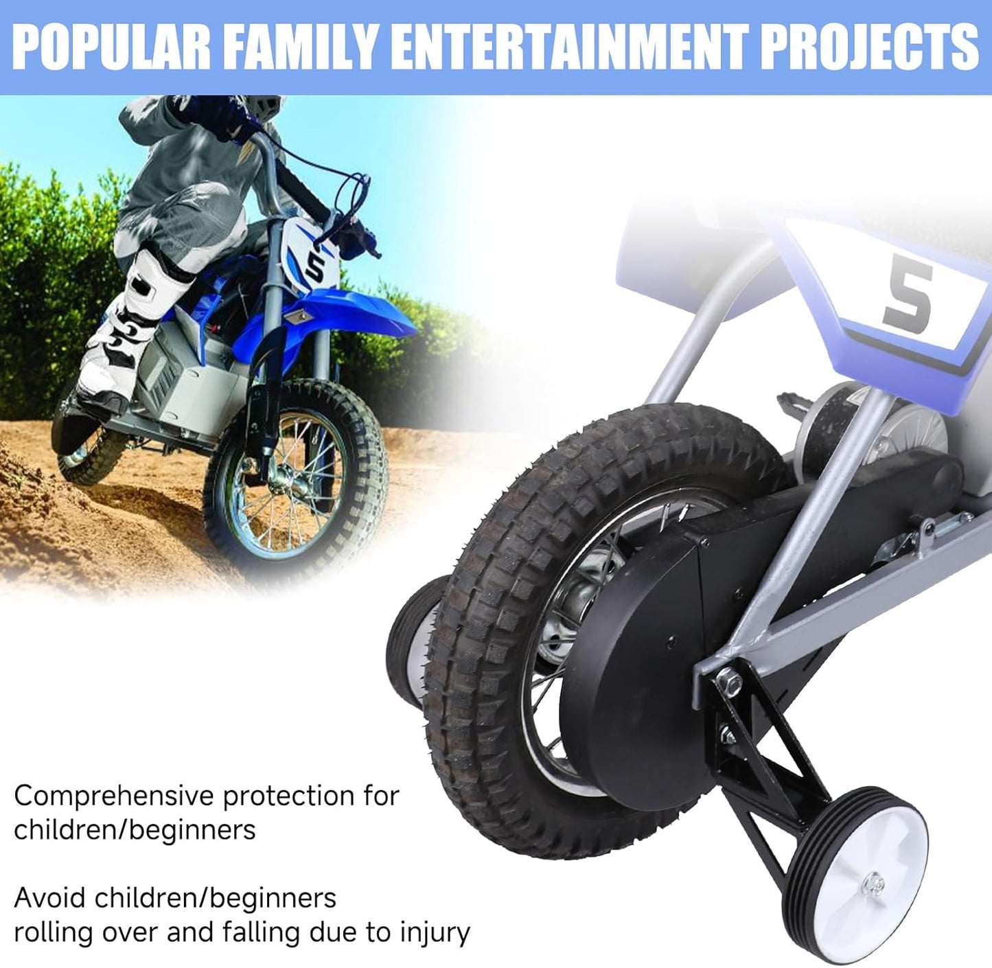Dirt Bike Training Wheels Compatible with Razor MX350 MX400 MX500 MX650 Electric Dirt Rocket Bike Accessories Parts Adjustable Height Training Wheels for Kids Electric Dirt Bike