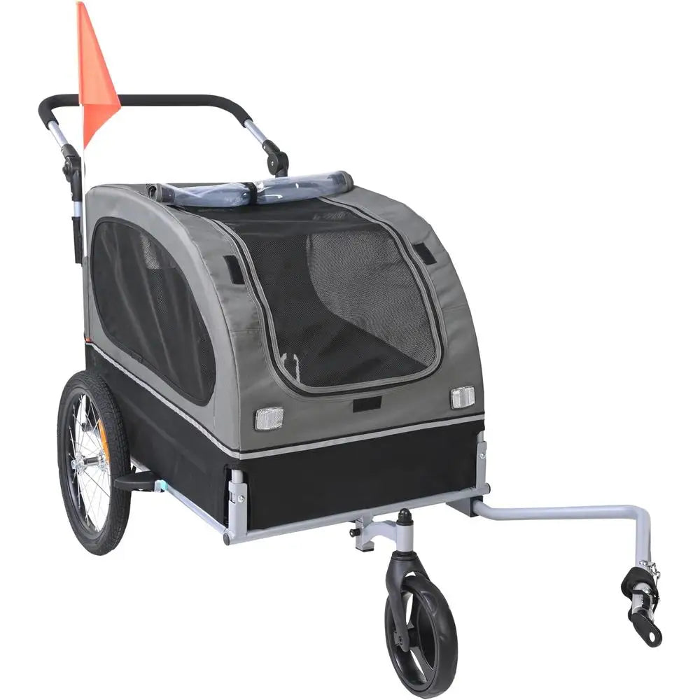 Pet Bicycle Trailer Stroller Dog Cat Carrier Waterproof 88Lbs Dual Use Bike Jogging 2In1 Easy Assembly Swivel Wheels