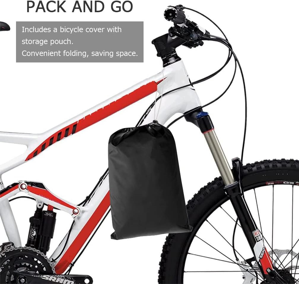 Bycicle Cover for 2 Bikes Waterproof Cycle Dirt Bike Outdoor Rain Dust Snow Water Wind Sun Resistant UV Protection Winter Summer Cold All Weather Indoor Garage Storage Road Mountain Bike