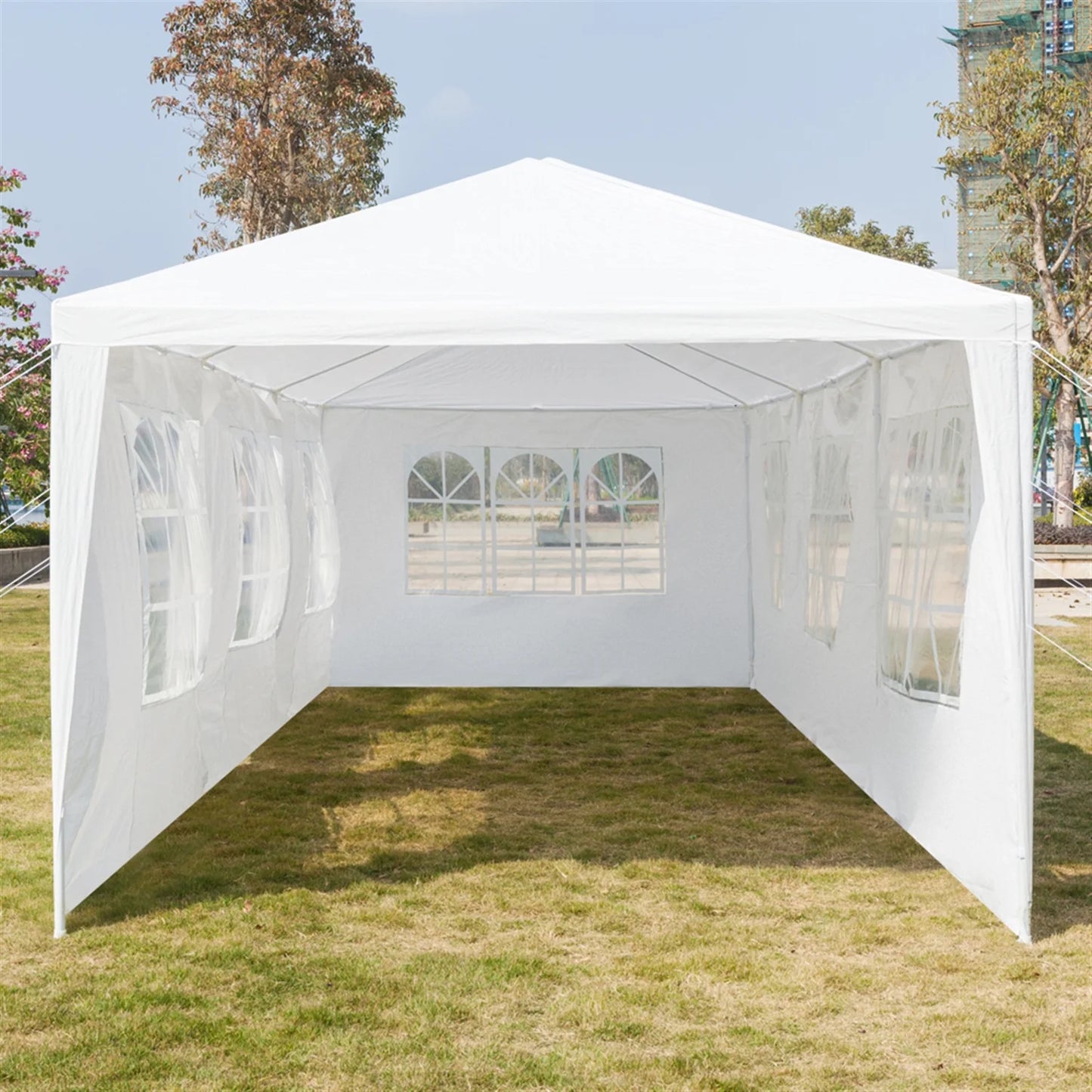 Outdoor Party Tent with 7 Side Walls, 10' X 30' White Patio Gazebo Canopy Tent for Outside, Sunshade Shelter Folding Gazebo Canopy Tent, Waterproof Outdoor Gazebo Tent for Backyard Wedding