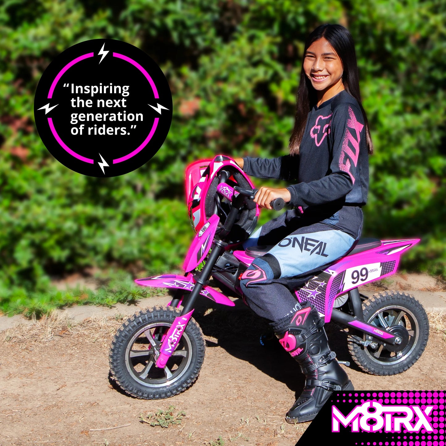 M8TRX Pink 24V Electric Dirt Bike, Ride on Toy Motorcycle for Kids and Teens