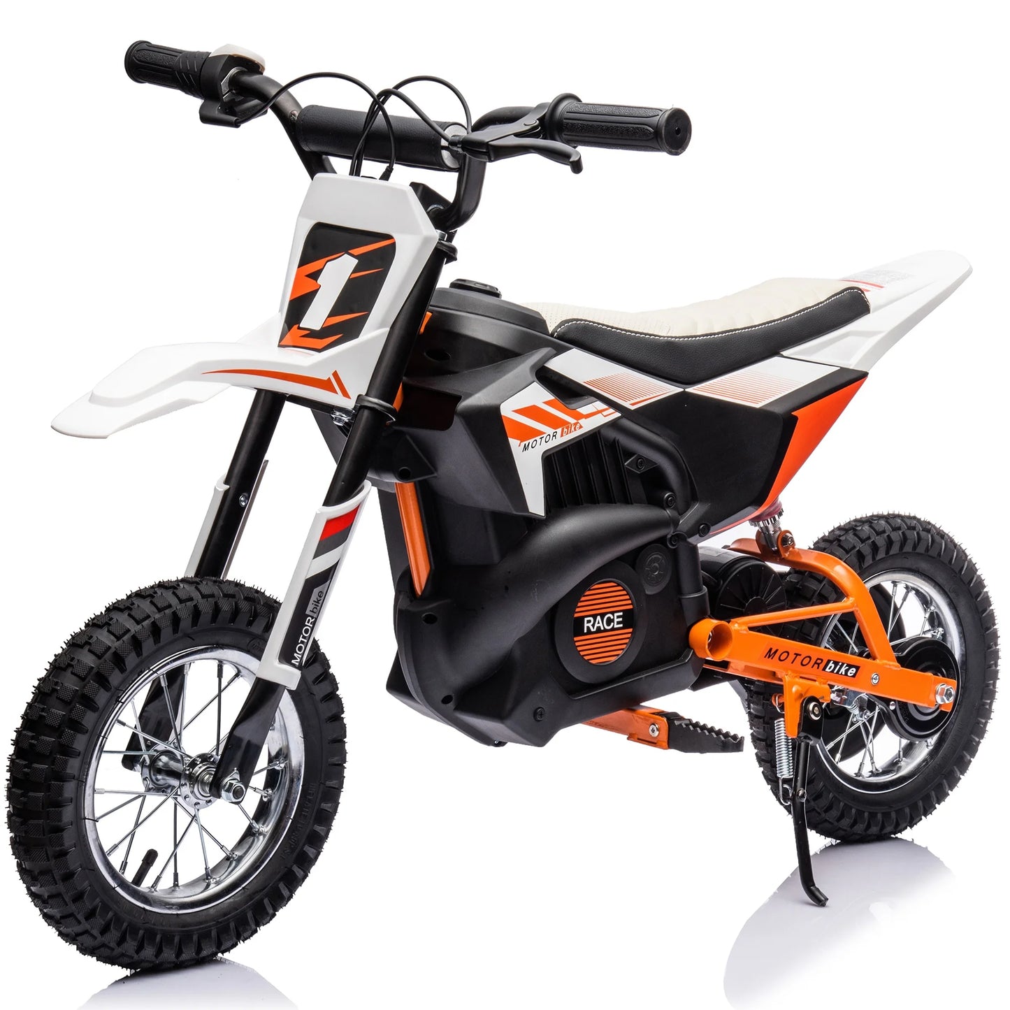 24V Powered Electric Dirt Bike for Kids, Kids Electric Motorcycle with 250W Motor, Ride on Dirt Motorcycle Toy with Rear Wheel Suspension, Kids Electric Bike for Boys Girls, White