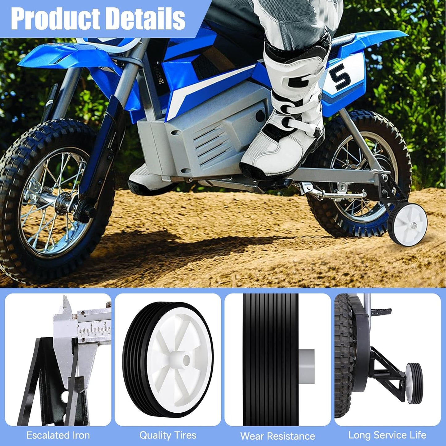 Dirt Bike Training Wheels Compatible with Razor MX350 MX400 MX500 MX650 Electric Dirt Rocket Bike Accessories Parts Adjustable Height Training Wheels for Kids Electric Dirt Bike
