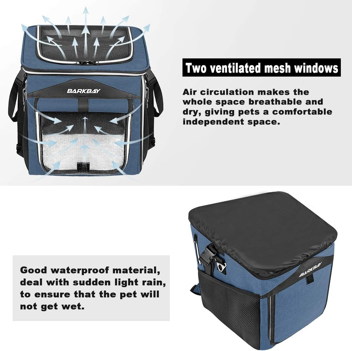 Dog Bike Basket Carrier, Expandable Foldable Soft-Sided Dog Carrier, 2 Open Doors, 5 Reflective Tapes, Pet Travel Bag,Dog Backpack Carrier Safe and Easy for Small Medium Cats and Dogs(Blue)