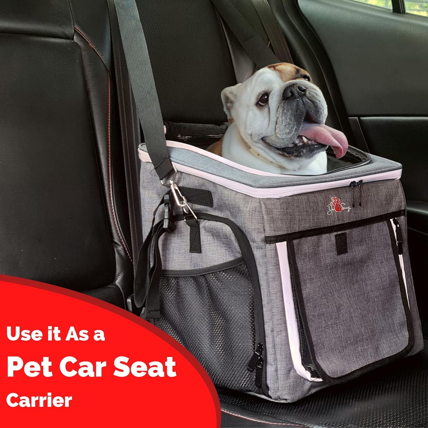 Cat Carrier, Dog Basket for Bike, Cat Backpack & Dog Bike Basket, Expandable Soft-Sided Pet Carrier with Multi-Pockets, Convertible to Pet Car Seat for Small Dog Cat Puppies