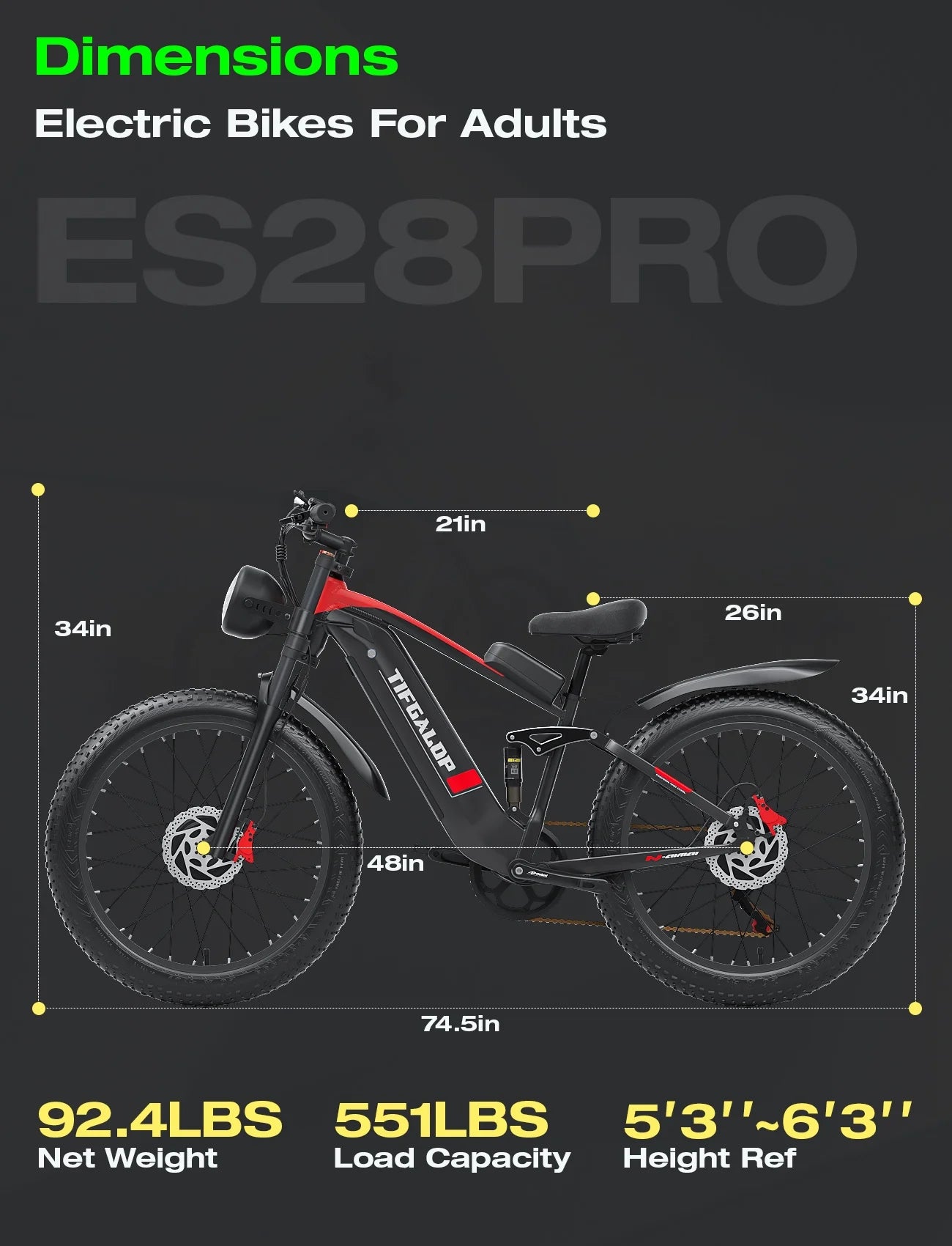 Adult Electric Bike, Dual Motor, 52V 22Ah UL2849 Removable Lithium Battery 26 Inch Fat Tire Off-Road Electric Mountain Bike, 7 Speeds