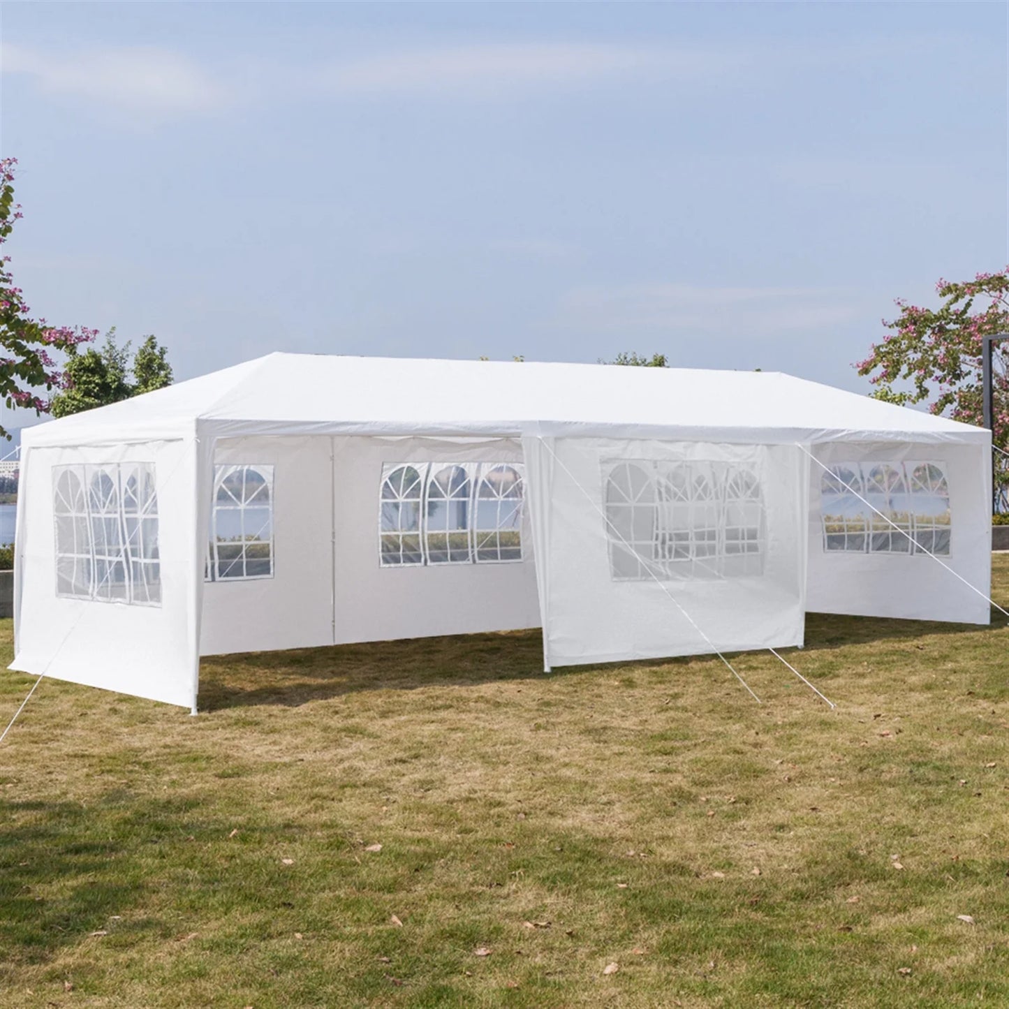 Outdoor Party Tent with 7 Side Walls, 10' X 30' White Patio Gazebo Canopy Tent for Outside, Sunshade Shelter Folding Gazebo Canopy Tent, Waterproof Outdoor Gazebo Tent for Backyard Wedding