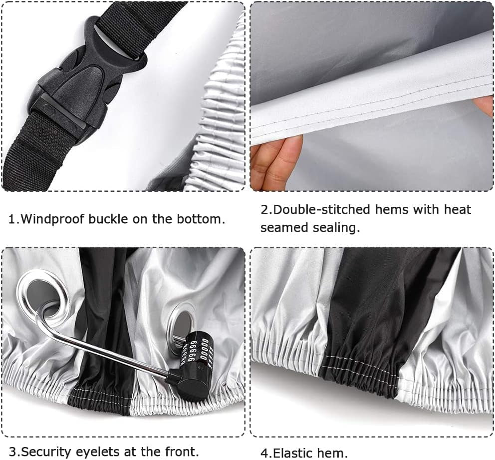 Bycicle Cover for 2 Bikes Waterproof Cycle Dirt Bike Outdoor Rain Dust Snow Water Wind Sun Resistant UV Protection Winter Summer Cold All Weather Indoor Garage Storage Road Mountain Bike