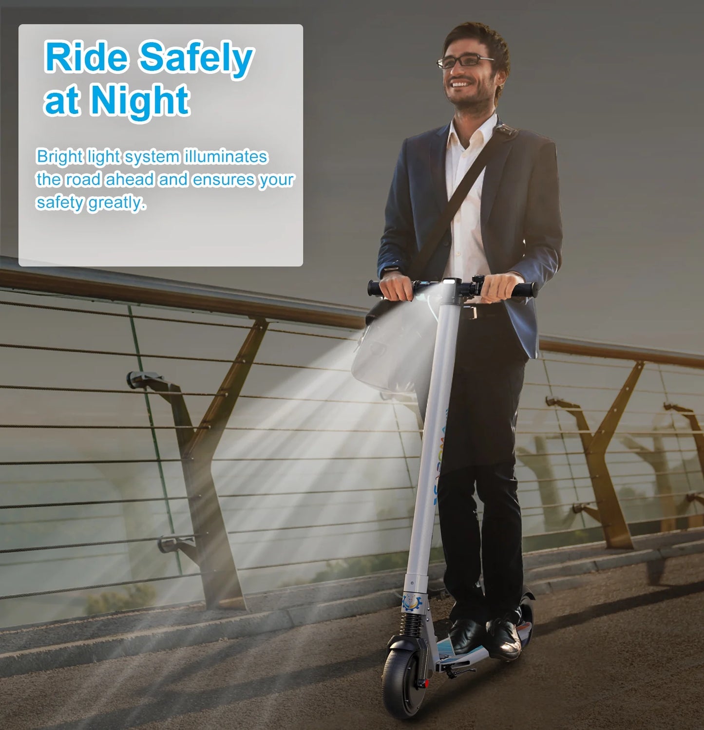 Electric Scooter Adults, 250W Motor E-Scooter, 6.5 in Tires, 15.5 Mph & 20 Miles Range, Commuting Kick Scooter, Max Load 220 Lbs, Write