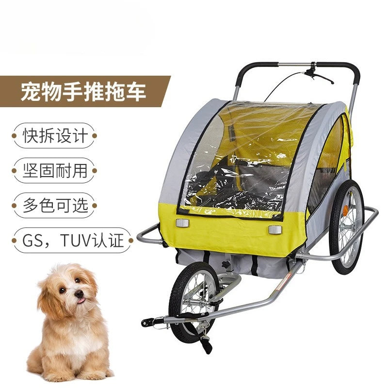 Metal Pet Bike Trailer Outdoor Cycling Cat Dog Stroller Multifunctional Travel Cargo Carrier