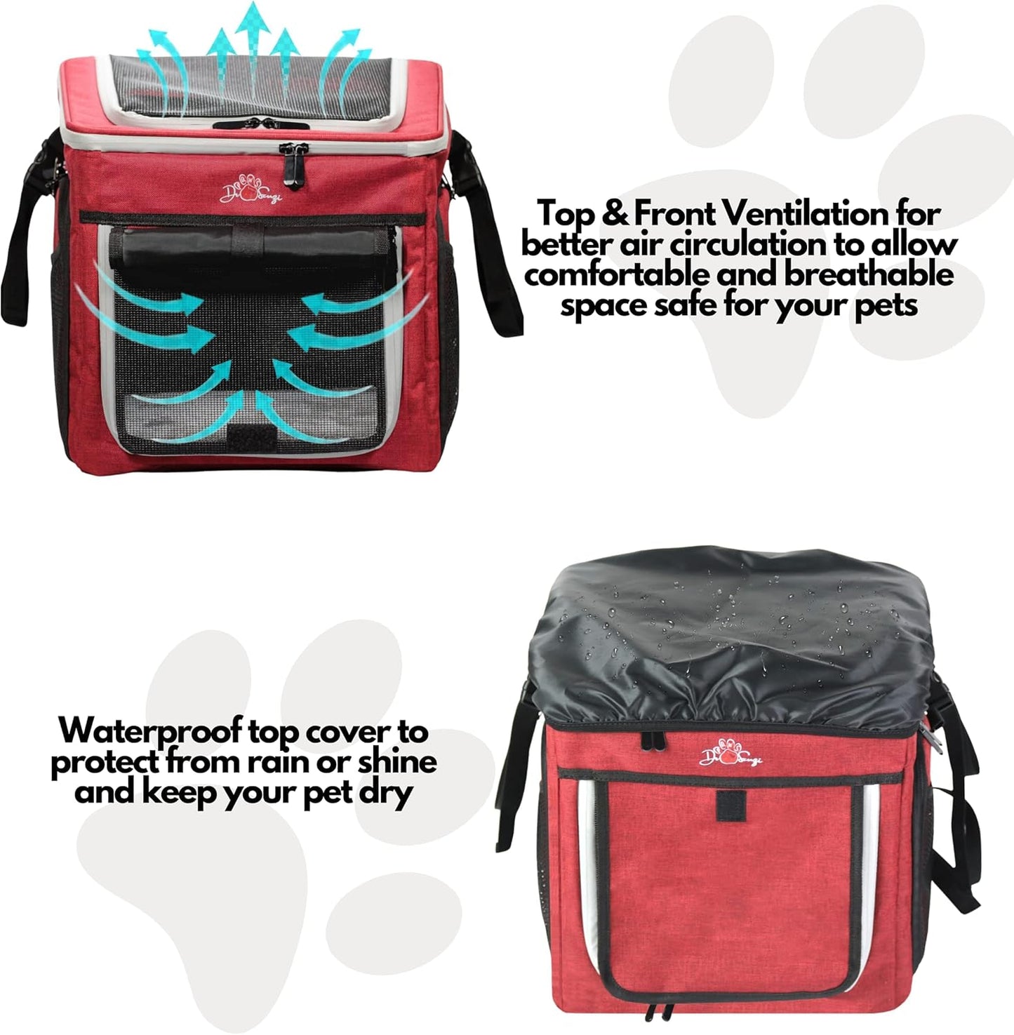 Puppy Carrier, Dog Basket for Bike, Cat Backpack & Dog Bike Basket, Expandable Soft-Sided Pet Carrier with Multi-Pockets, Convertible to Pet Car Seat for Small Dog Cat Puppies