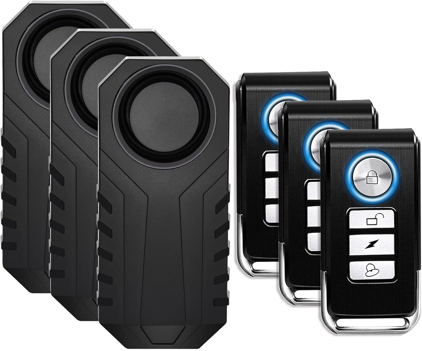 3Set Vibration Sensing Bike Alarm with Remote, 113Db Loud Bicycle Alarm System anti Theft, Wireless Motorcycle Alarm for Electric Bike Tricycle Mobility Scooter Vehicles Ebike for Cycling Security
