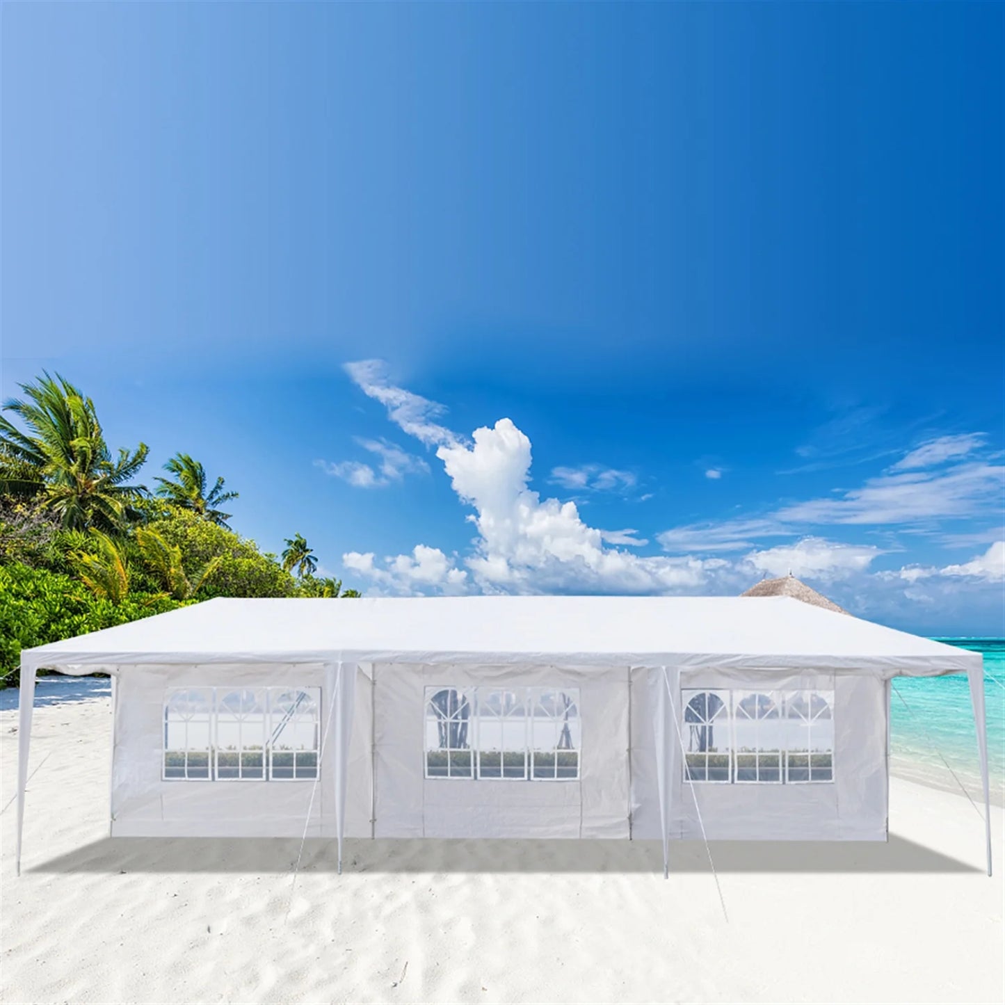 Outdoor Party Tent with 7 Side Walls, 10' X 30' White Patio Gazebo Canopy Tent for Outside, Sunshade Shelter Folding Gazebo Canopy Tent, Waterproof Outdoor Gazebo Tent for Backyard Wedding