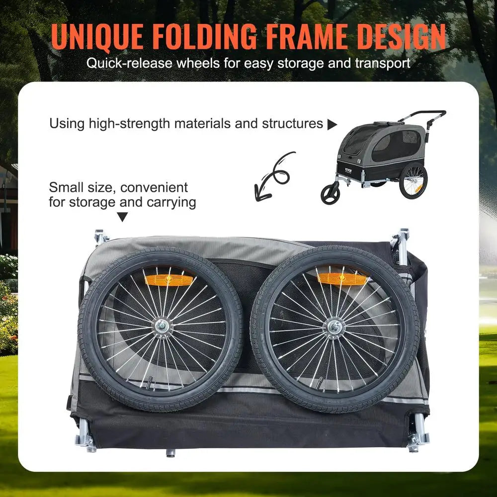 Pet Bicycle Trailer Stroller Dog Cat Carrier Waterproof 88Lbs Dual Use Bike Jogging 2In1 Easy Assembly Swivel Wheels