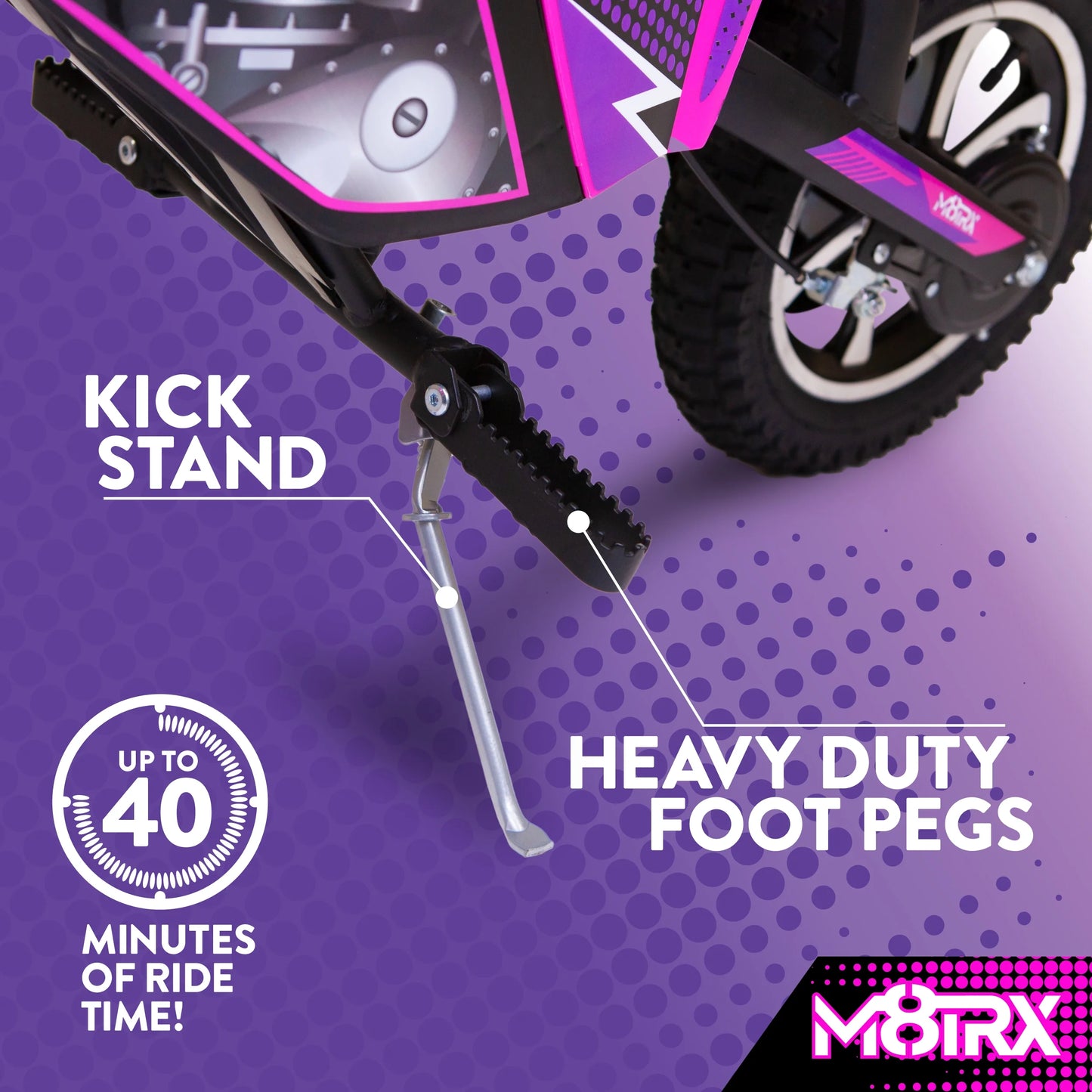 M8TRX Pink 24V Electric Dirt Bike, Ride on Toy Motorcycle for Kids and Teens
